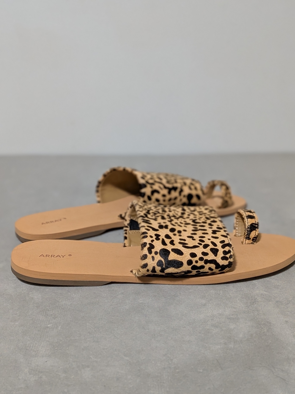 Array Leopard-Print Toe-Ring Slide Sandals - Beige/Black - Picture 6 of 6